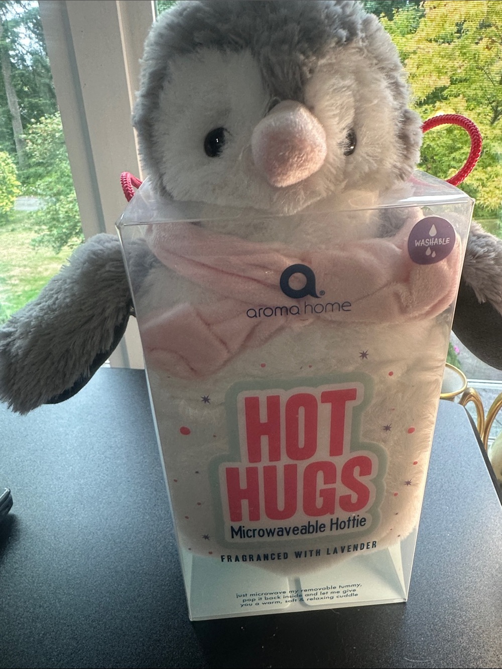 Aroma Home Plush Penguin Hottie in Pink and Gray